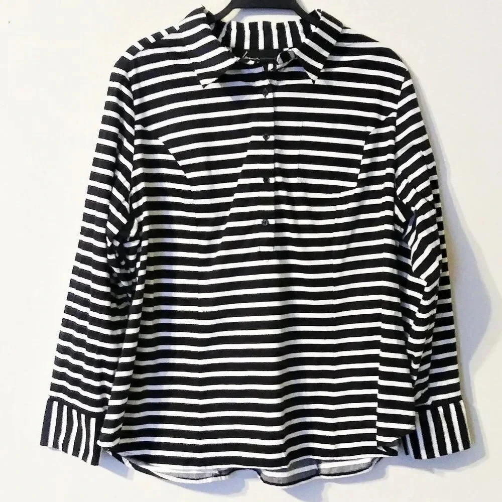 Lane Bryant Striped Button Down‎ Top